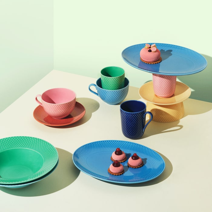 Lyngby Porcelæn 201968 Tasse couleur rhombe en bleu foncé