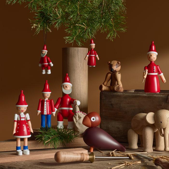 Kay Bojesen 39435 Christmas Ole Wooden Figurine in Red/Blue/White