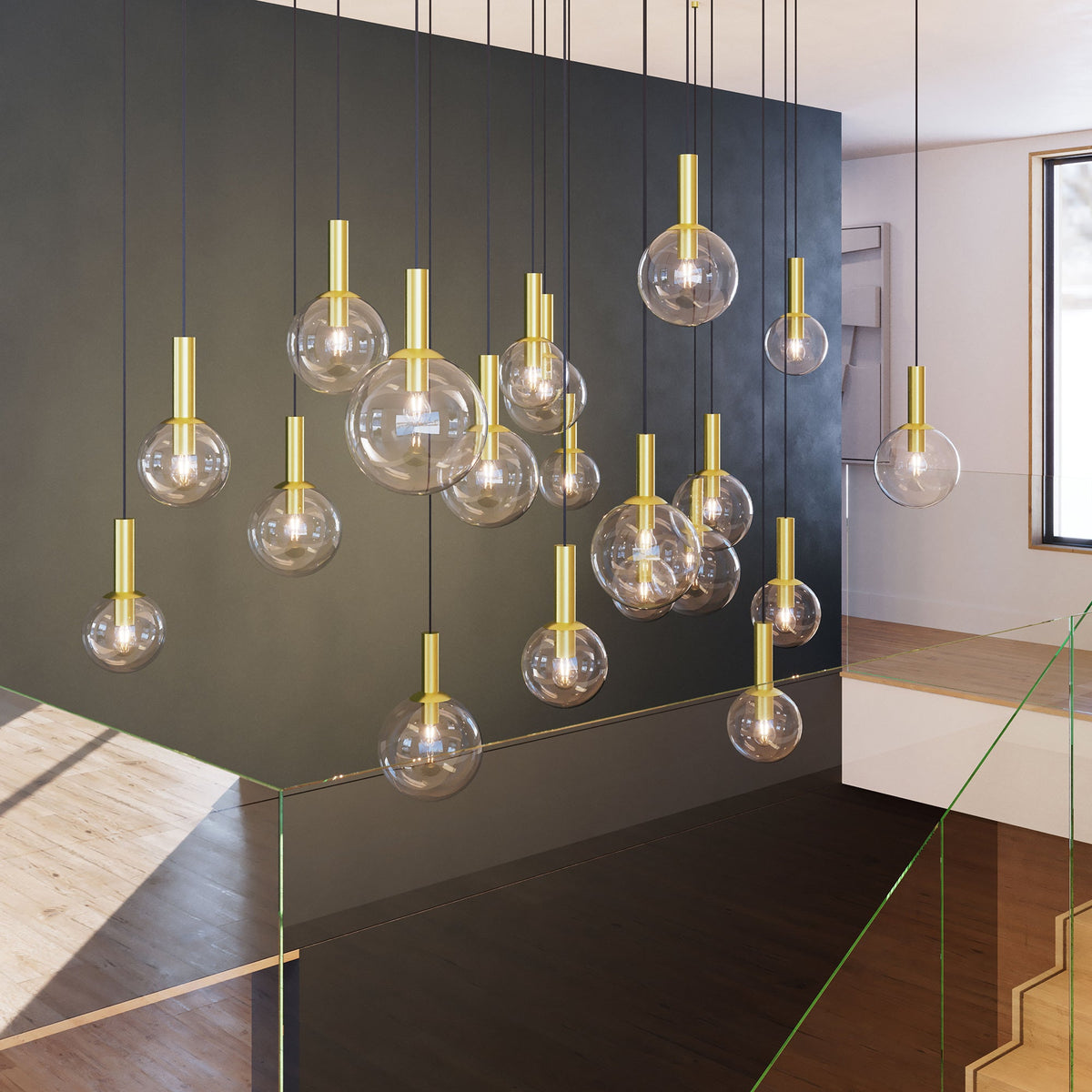 Sonneman 3760.38 Bulles Une Lumière Suspension en laiton satiné