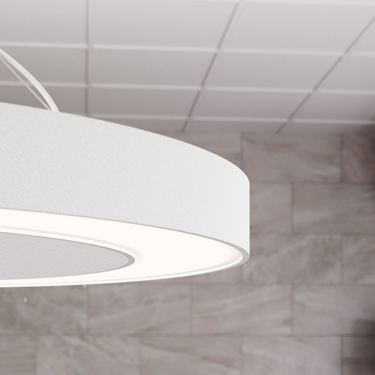 Anneau LED rond Sonneman 3982.03 Pi Suspension en blanc satiné