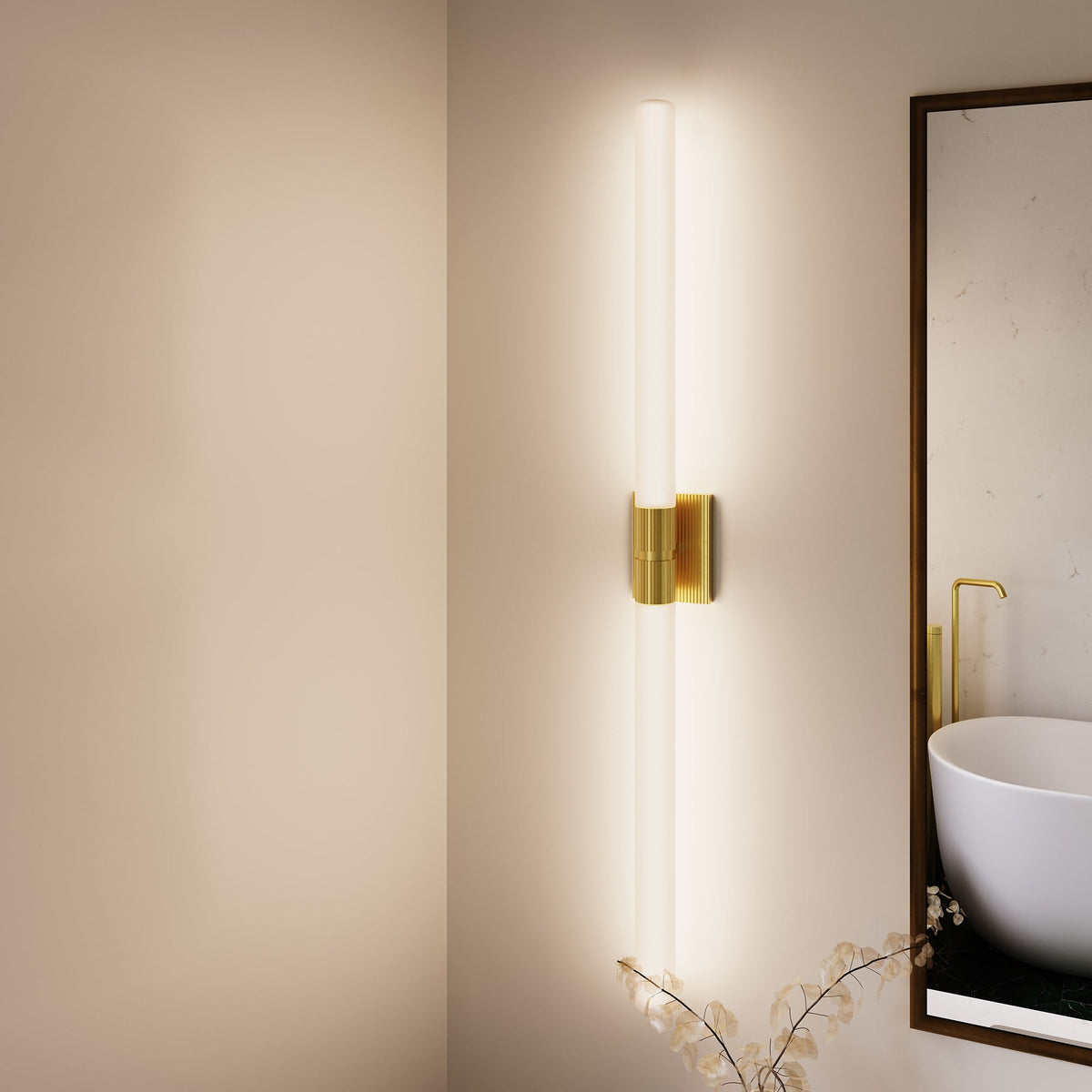 Barre de bain LED Sonneman 3964.38 Scepter en laiton satiné