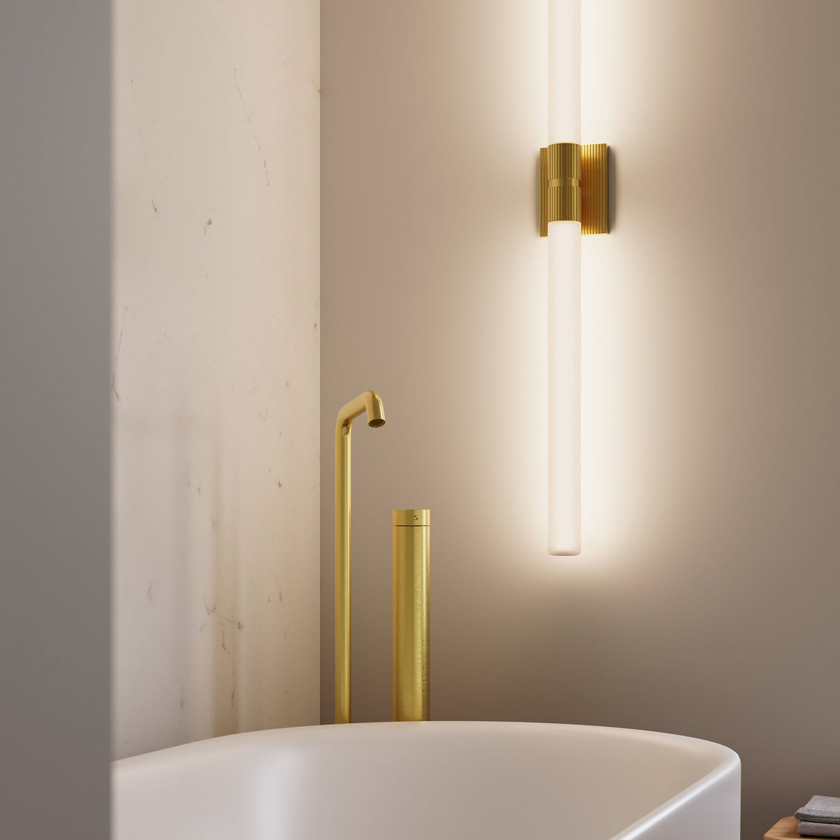 Barre de bain LED Sonneman 3964.38 Scepter en laiton satiné