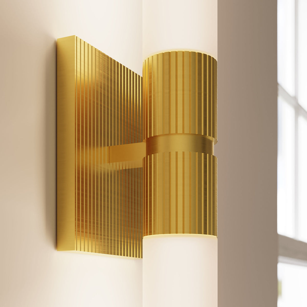 Barre de bain LED Sonneman 3964.38 Scepter en laiton satiné