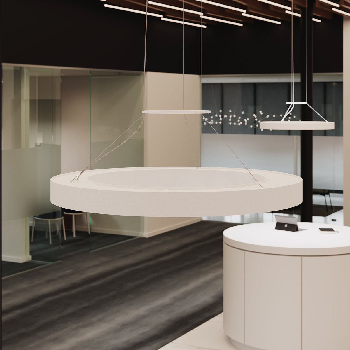 Anneau LED rond Sonneman 3982.03 Pi Suspension en blanc satiné
