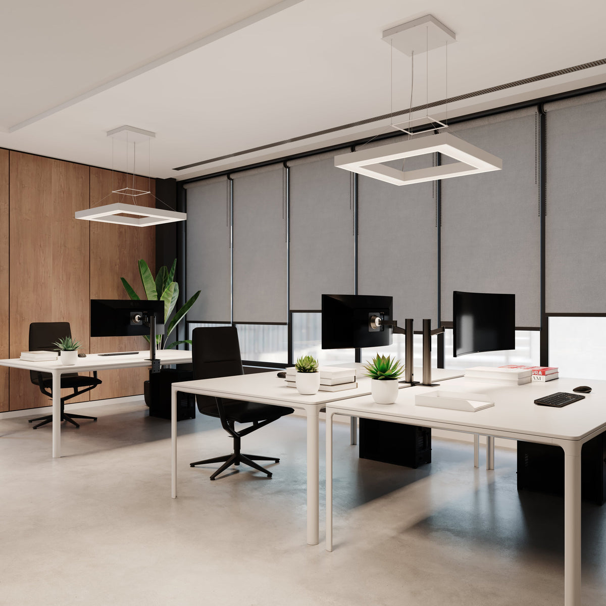Anneau LED carré Sonneman 3986.03 Pi Suspension en blanc satiné