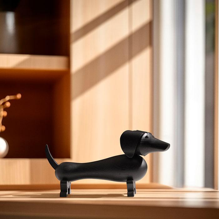 Figurine de chien en bois Kay Bojesen 39536, finition chêne teinté foncé