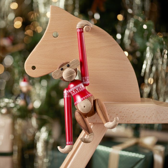 Kay Bojesen 39571 Figurine en bois de singe cavalier de Noël en teck/Limba