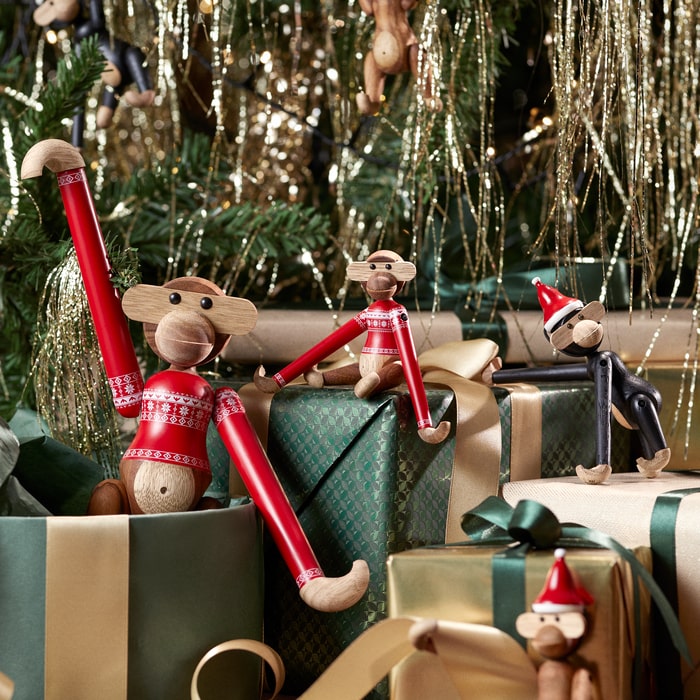 Kay Bojesen 39571 Figurine en bois de singe cavalier de Noël en teck/Limba