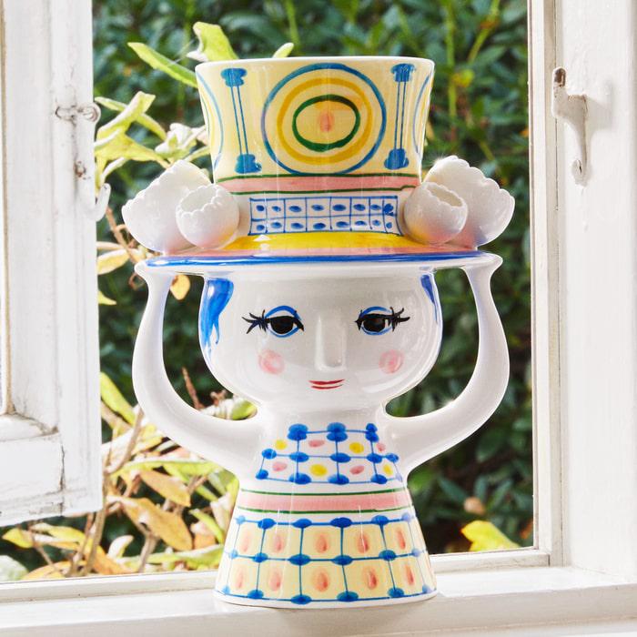 Bjørn Wiinblad 54050 Lady with Hat Vase in Blue