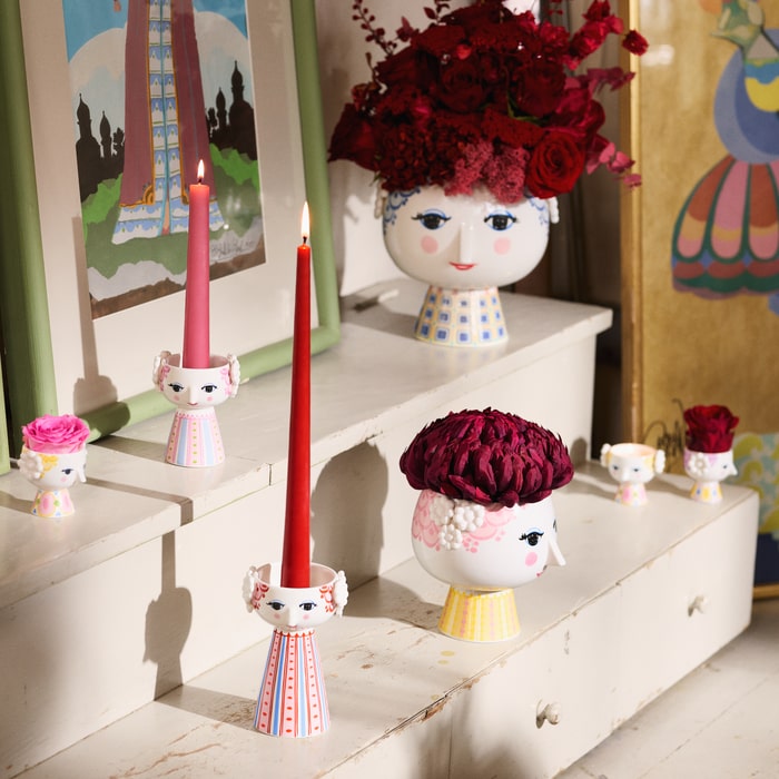 Bjørn Wiinblad 56554 Eva Candle Holder in Dusty Red