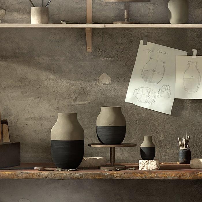Kähler 690149 Vase circulaire Omaggio en gris anthracite