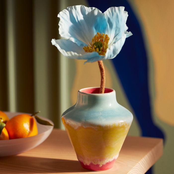 Kähler 693801 Poppery Vase in Pink/Mint/Yellow