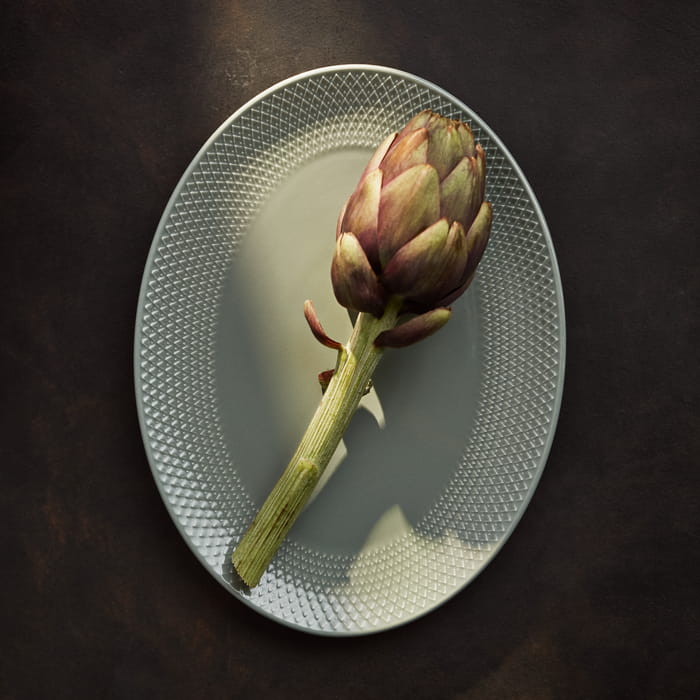 Lyngby Porcelæn 201870 Rhombe Earth Oval Serving Dish in Moss