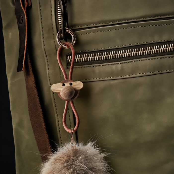 Porte-clés singe Kay Bojesen 39807 en teck/limba doré