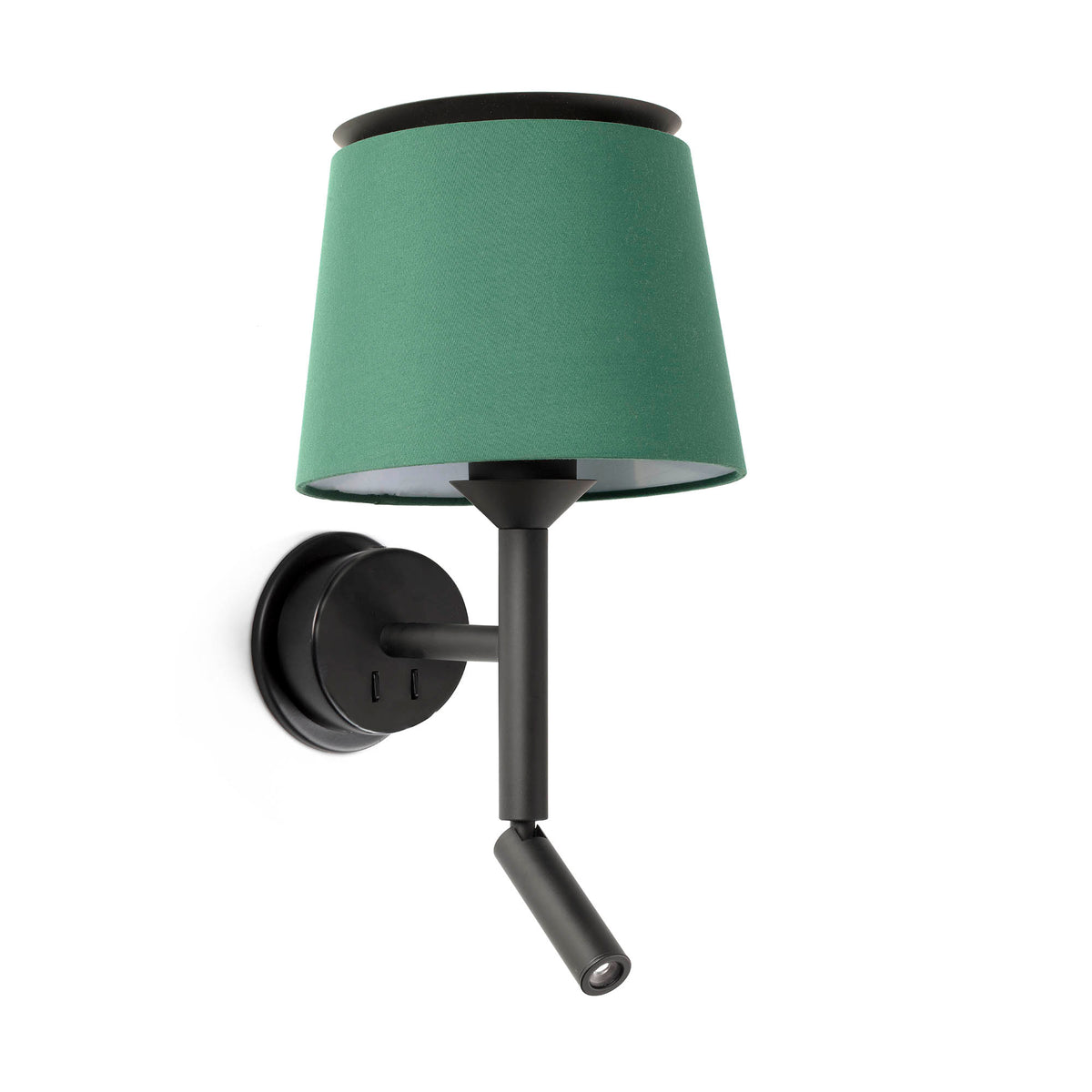Faro Barcelona 20303-94-US Savoy Wall Sconce with Reading Light in Black/Green