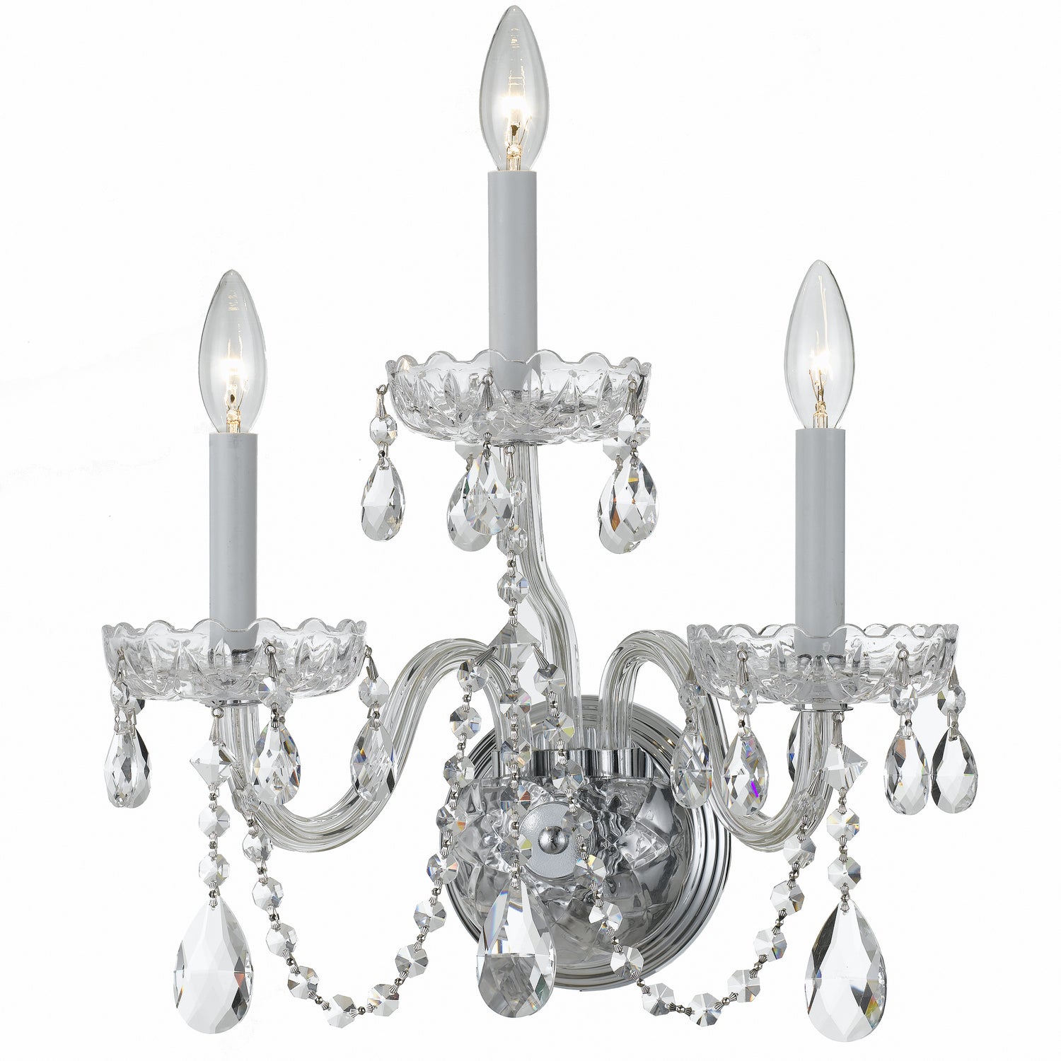 Crystorama - 1033-CH-CL-SAQ - Trois lumières Murale - Cristal traditionnel - Chrome poli