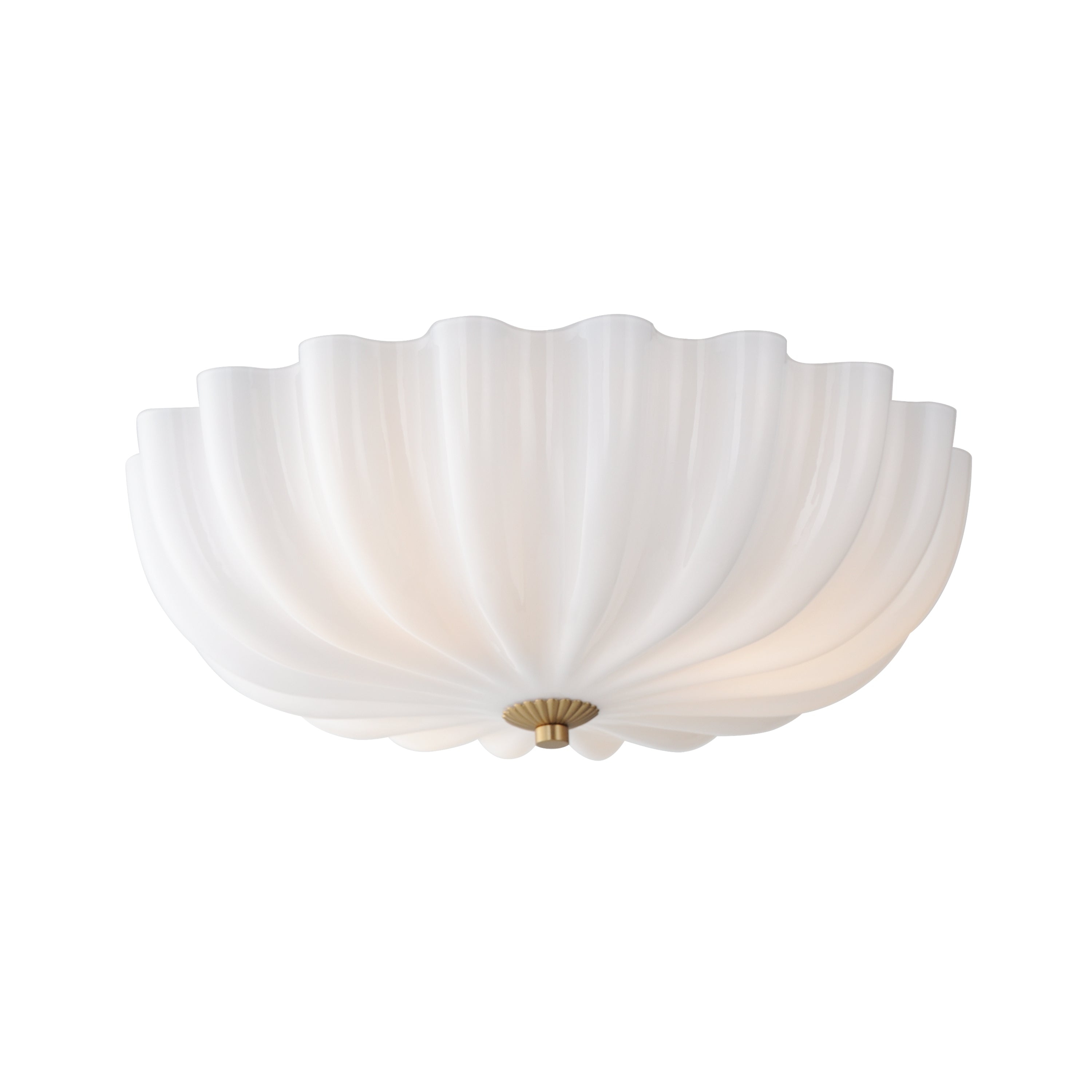 Maxim Lighting 22650WTNAB Bundt 15" Flush Mount in White/Natural Aged Brass