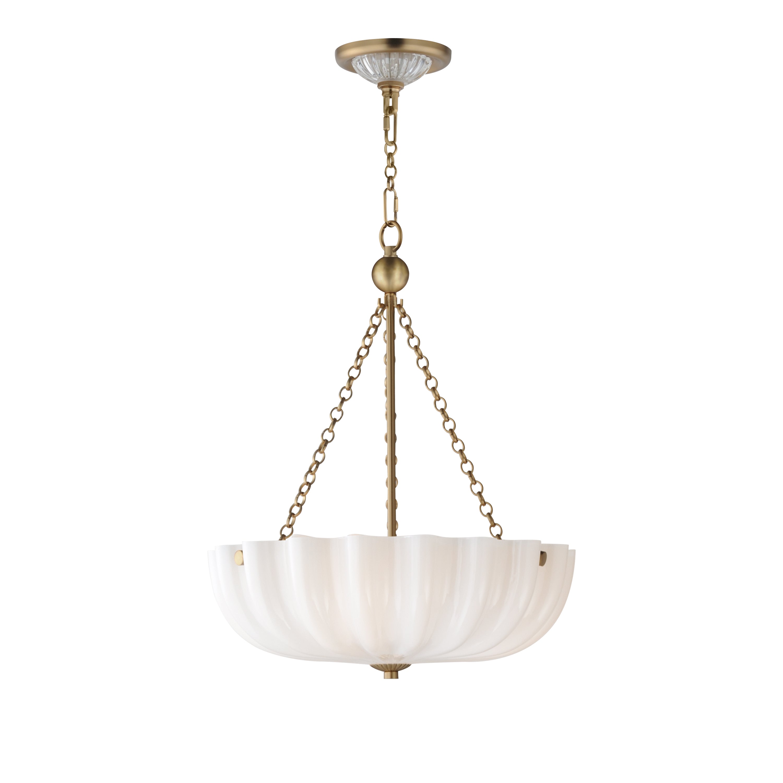 Maxim Lighting 22652WTNAB Bundt Pendant / Semi-Flush in White/Natural Aged Brass