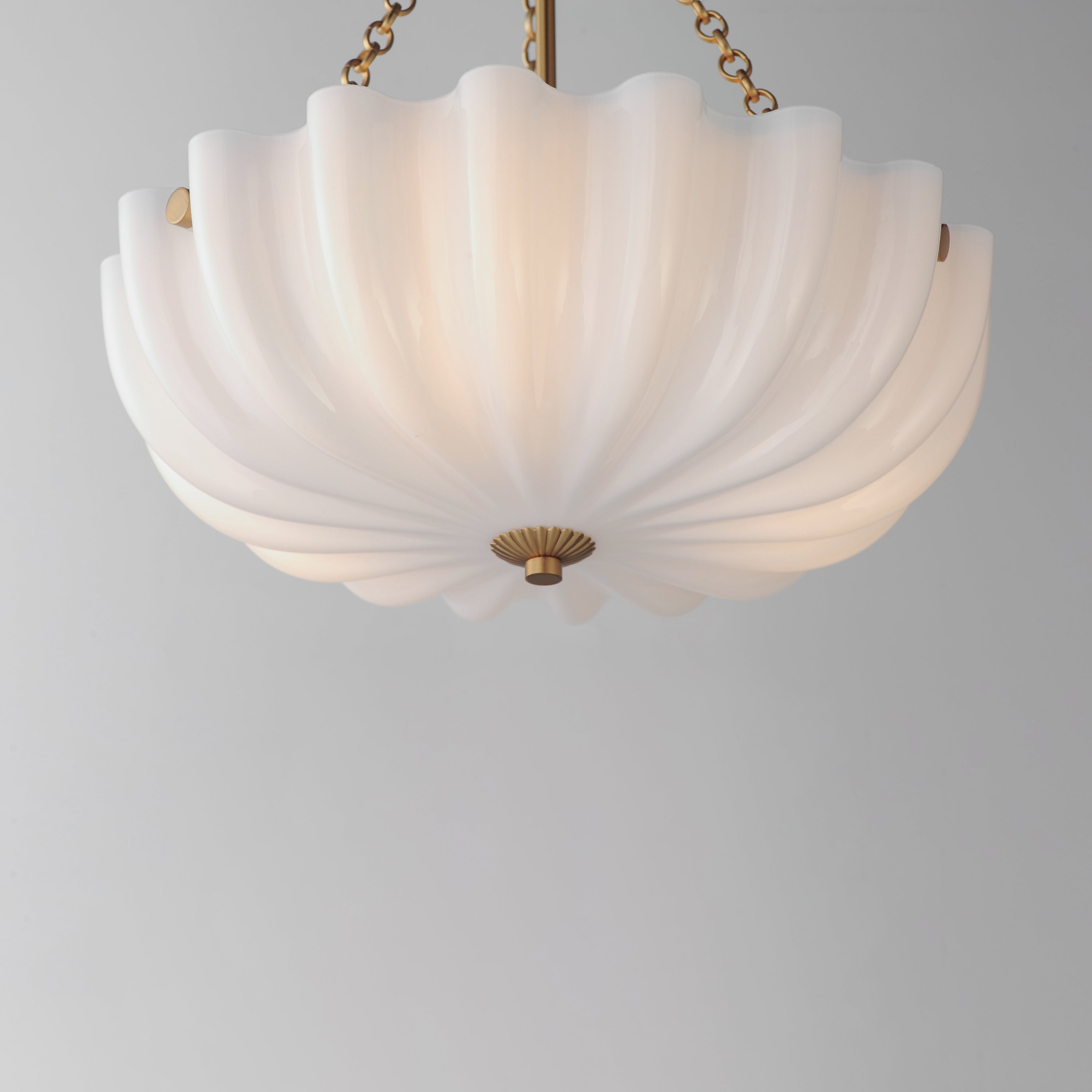 Maxim Lighting 22652WTNAB Bundt Pendant / Semi-Flush in White/Natural Aged Brass