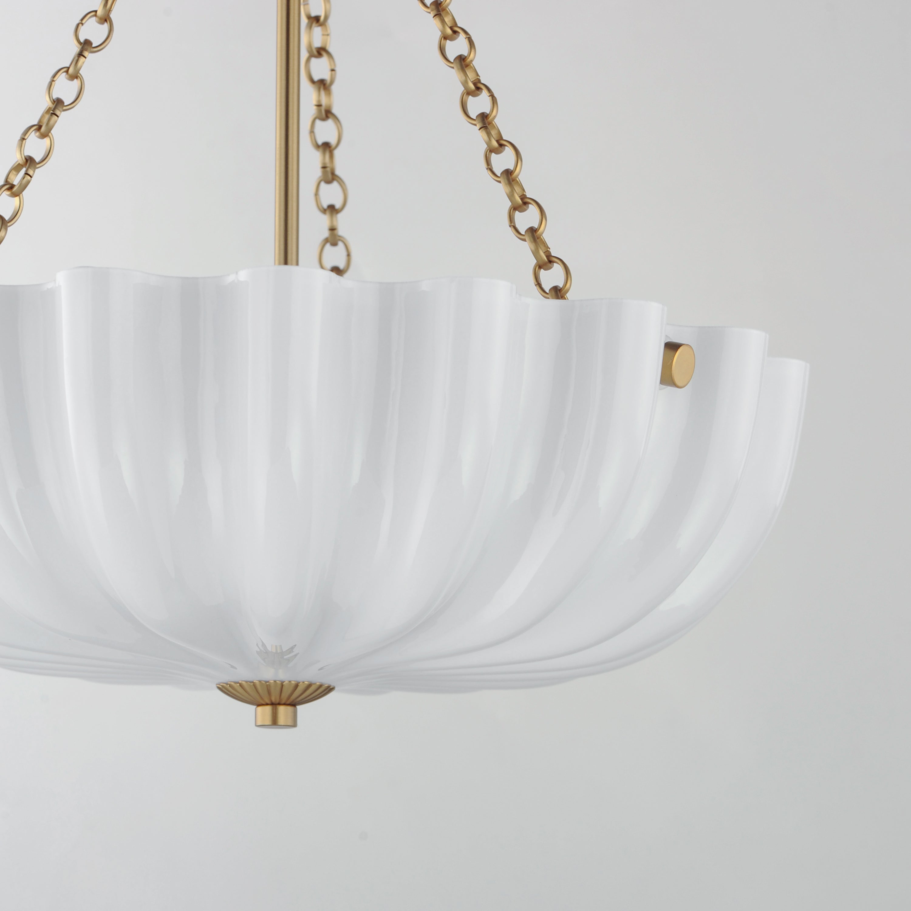 Maxim Lighting 22652WTNAB Bundt Pendant / Semi-Flush in White/Natural Aged Brass