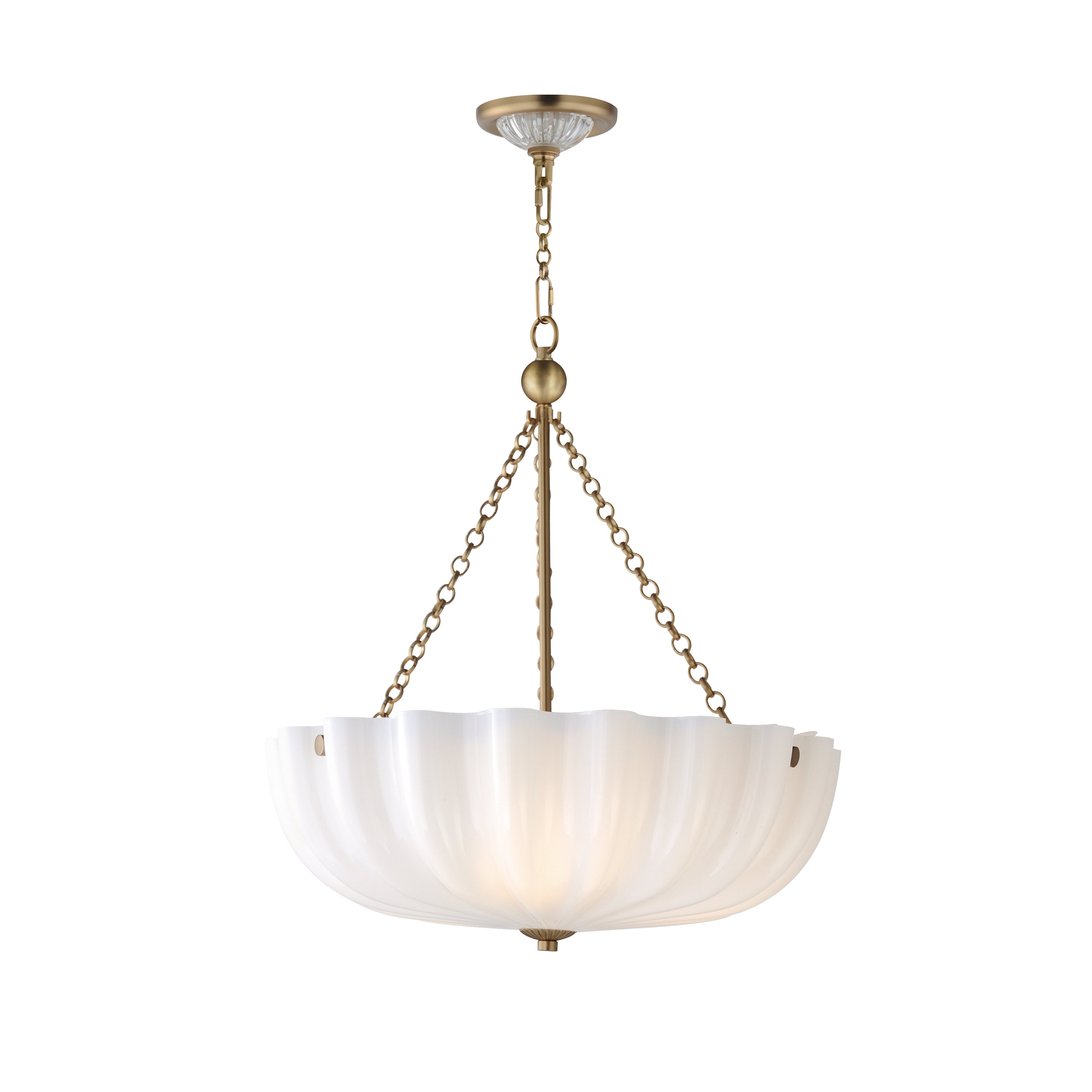 Maxim Lighting 22653WTNAB Bundt Pendant / Semi-Flush in White/Natural Aged Brass