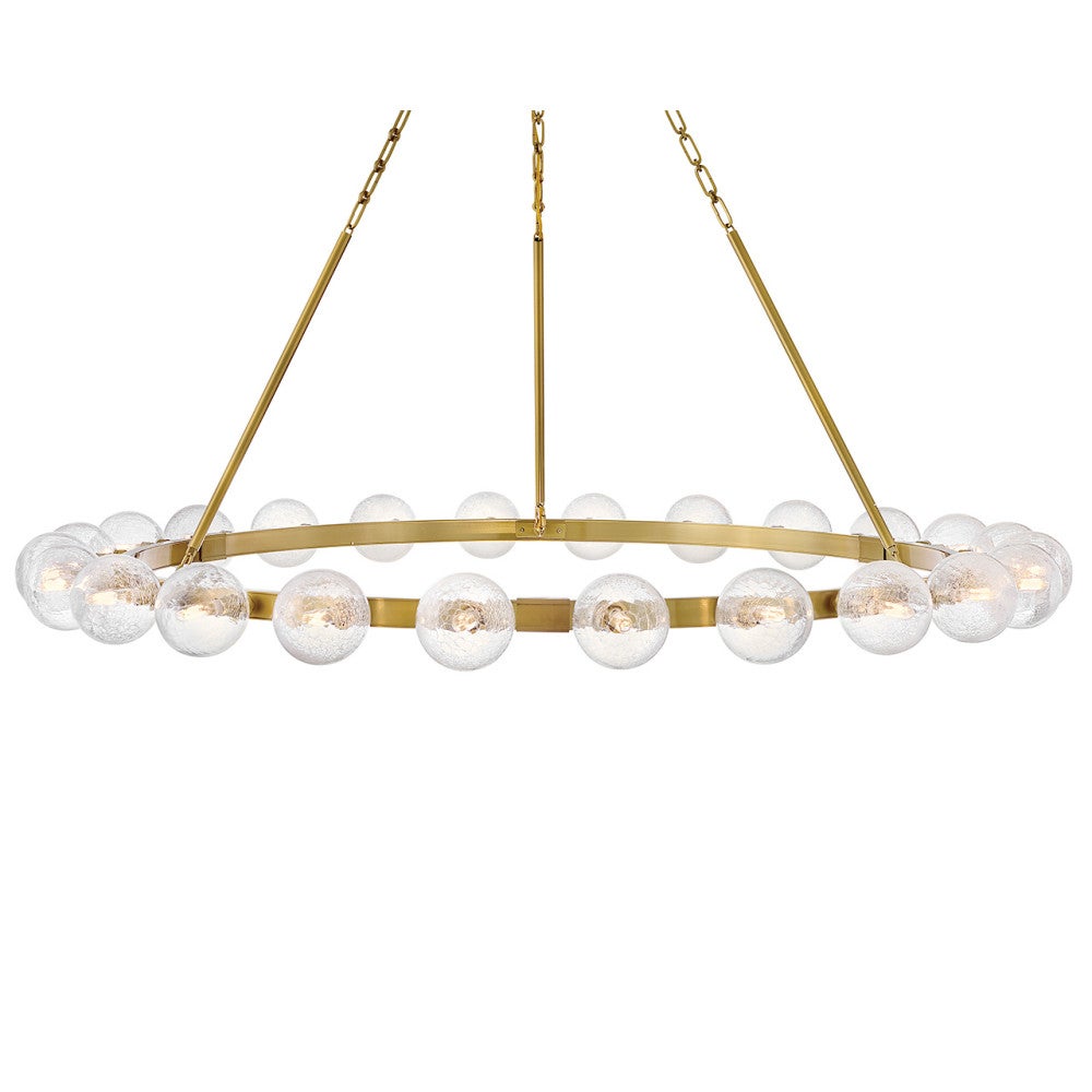 Fredrick Ramond FR30526LCB Coco Crackle Glass Chandelier in Lacquered Brass