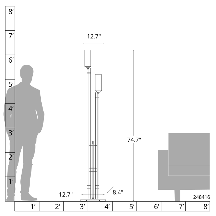 Hubbardton Forge 248416 Metra Twin Tall Floor Lamp
