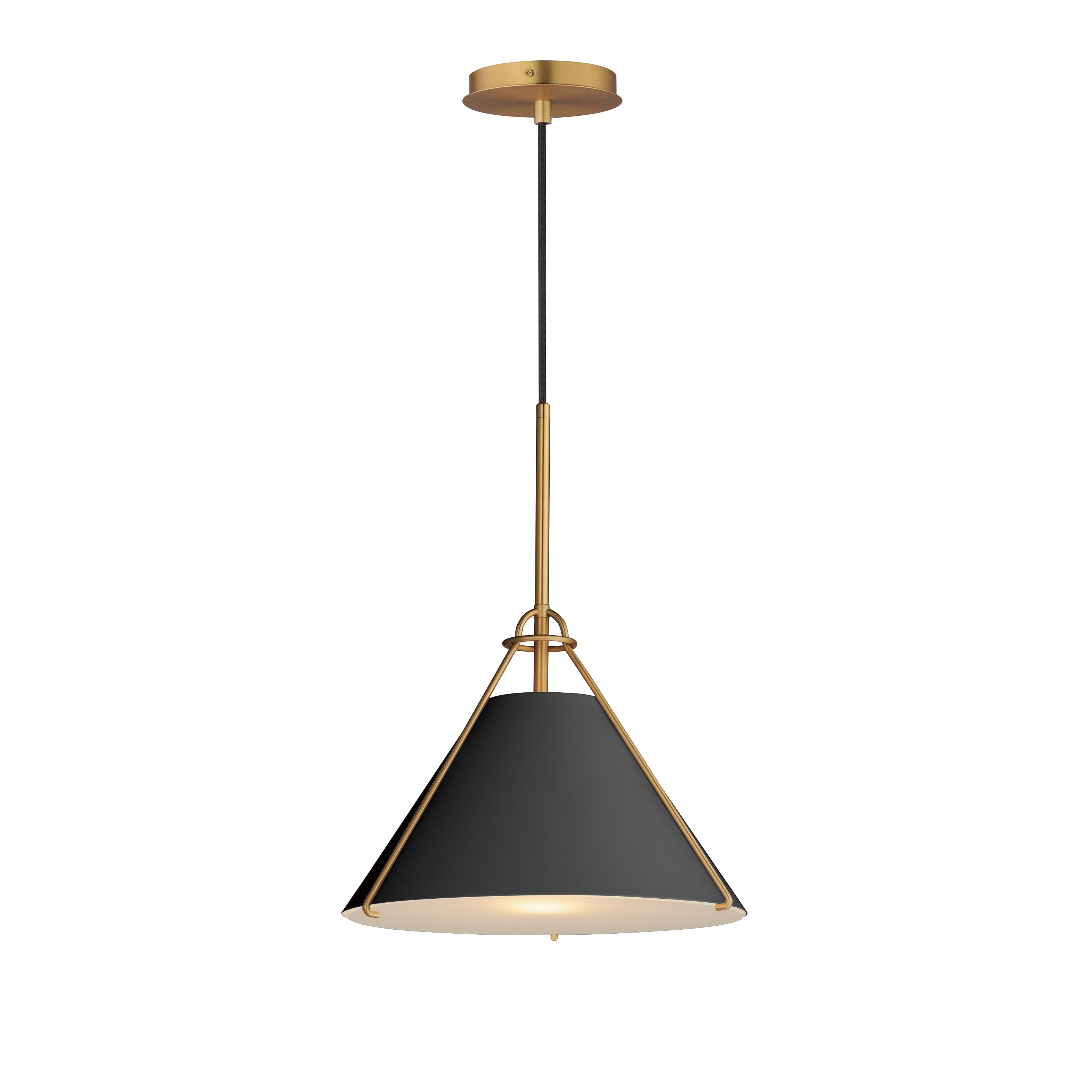 Maxim Lighting 25229BKNAB Lucas Single Pendant in Black / Natural Aged Brass