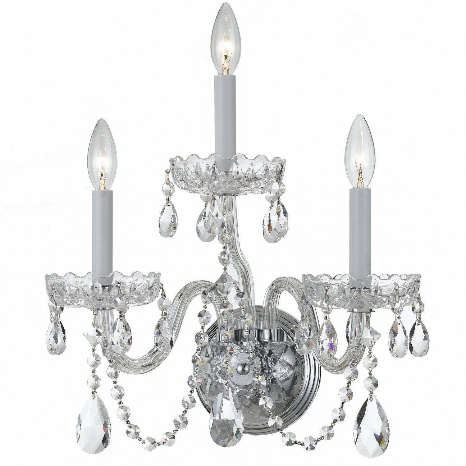 Crystorama - 1033-CH-CL-MWP - Trois lumières Murale - Cristal traditionnel - Chrome poli