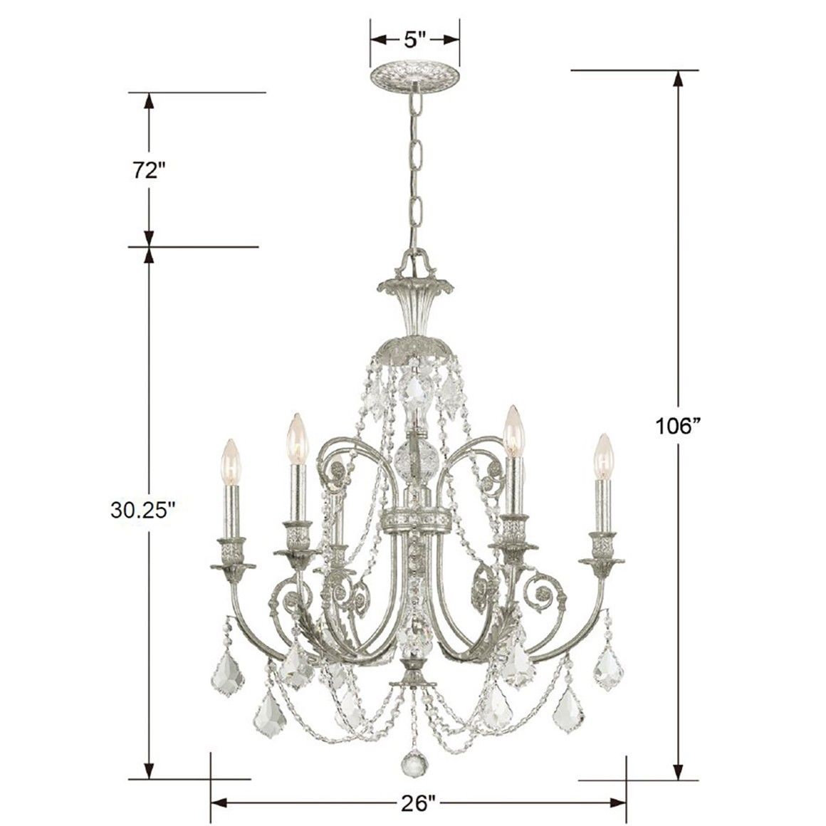 Crystorama - 5116-OS-CL-MWP - Six lumières Suspendu - Regis - Olde Silver