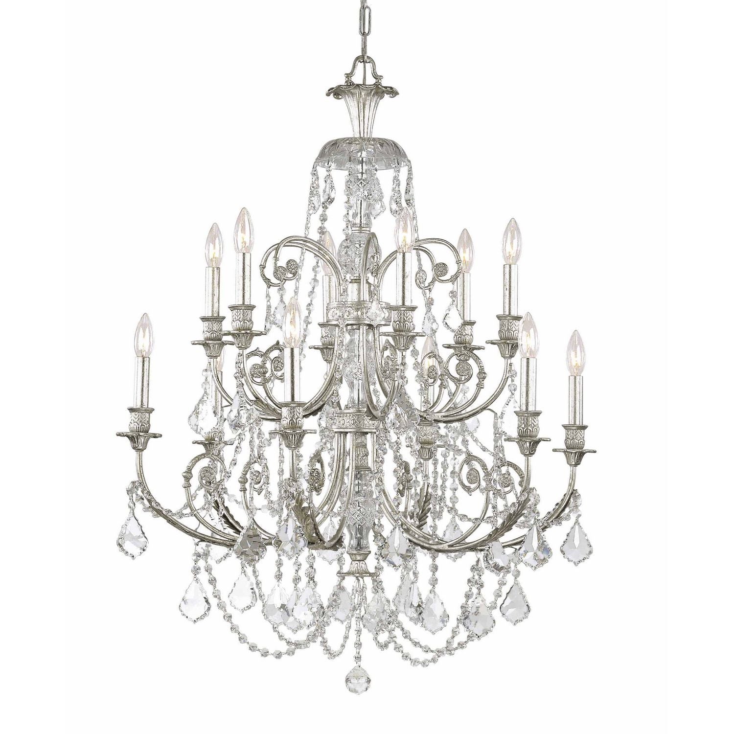 Crystorama - 5119-OS-CL-MWP - 12 Lumières Suspendu - Regis - Olde Silver