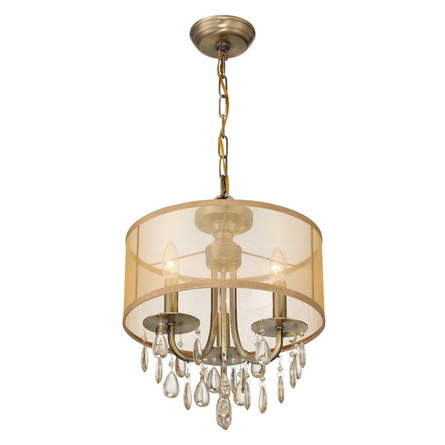 Crystorama - 5623-AB - Three Light Mini Chandelier - Hampton - Antique Brass