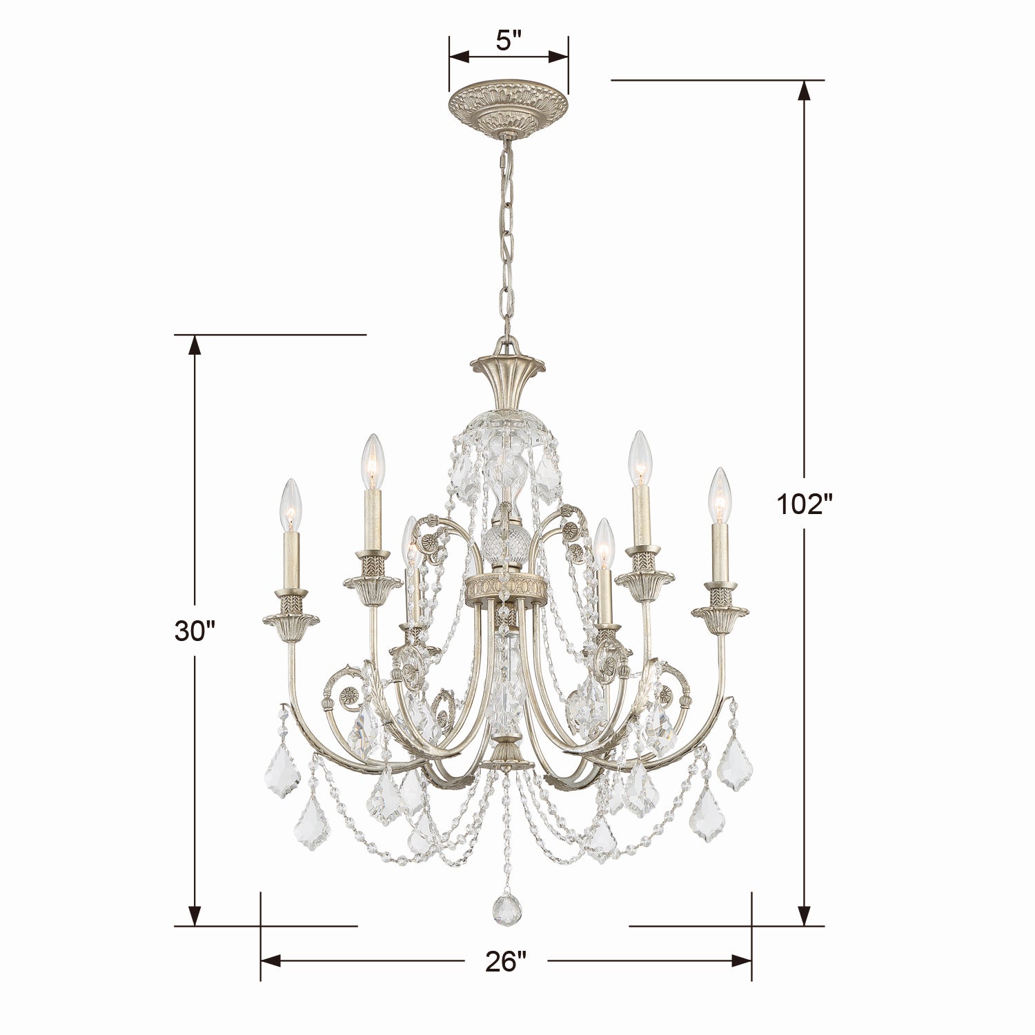 Crystorama - 5116-OS-CL-S - Six lumières Suspendu - Regis - Olde Silver