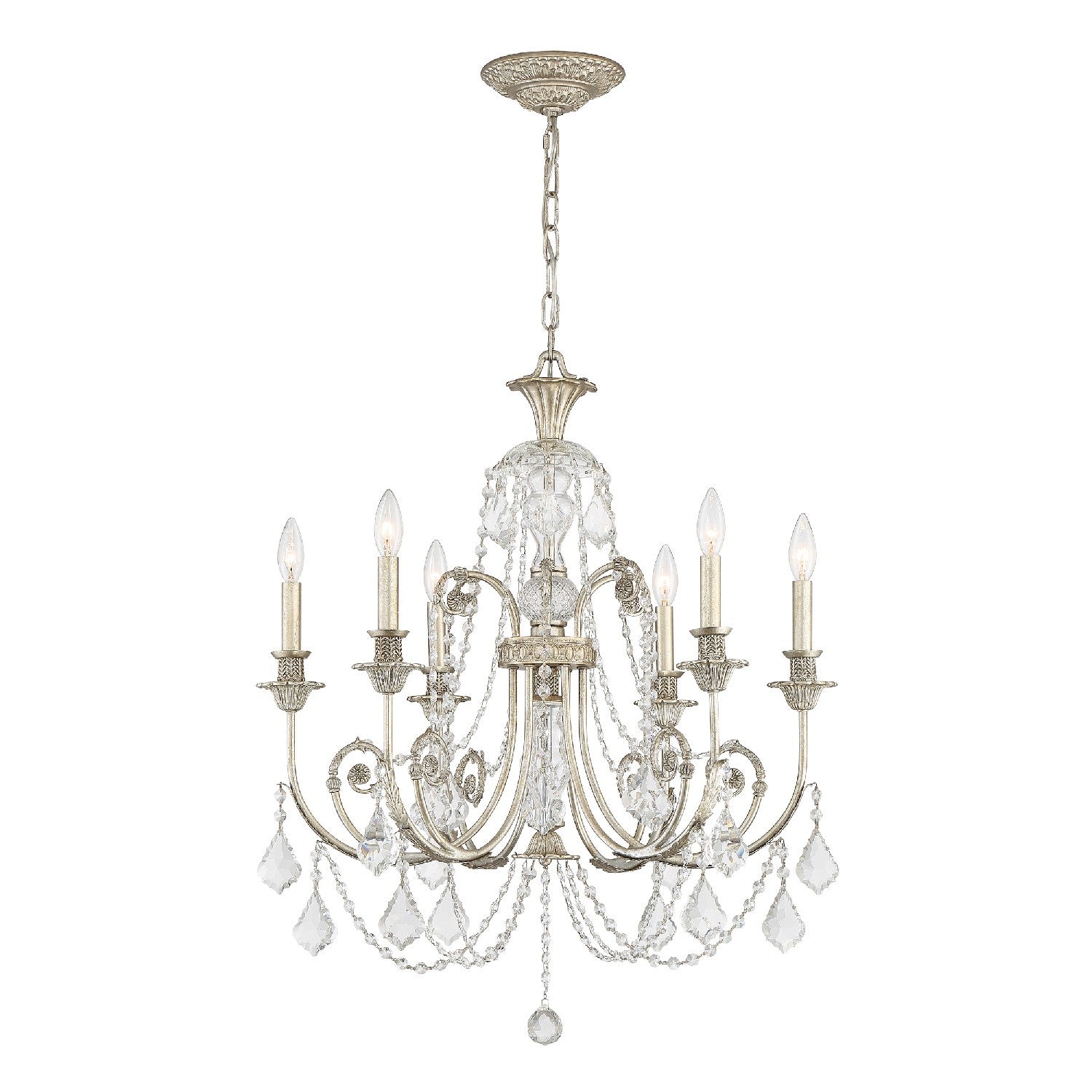 Crystorama - 5116-OS-CL-SAQ - Six lumières Suspendu - Regis - Olde Silver