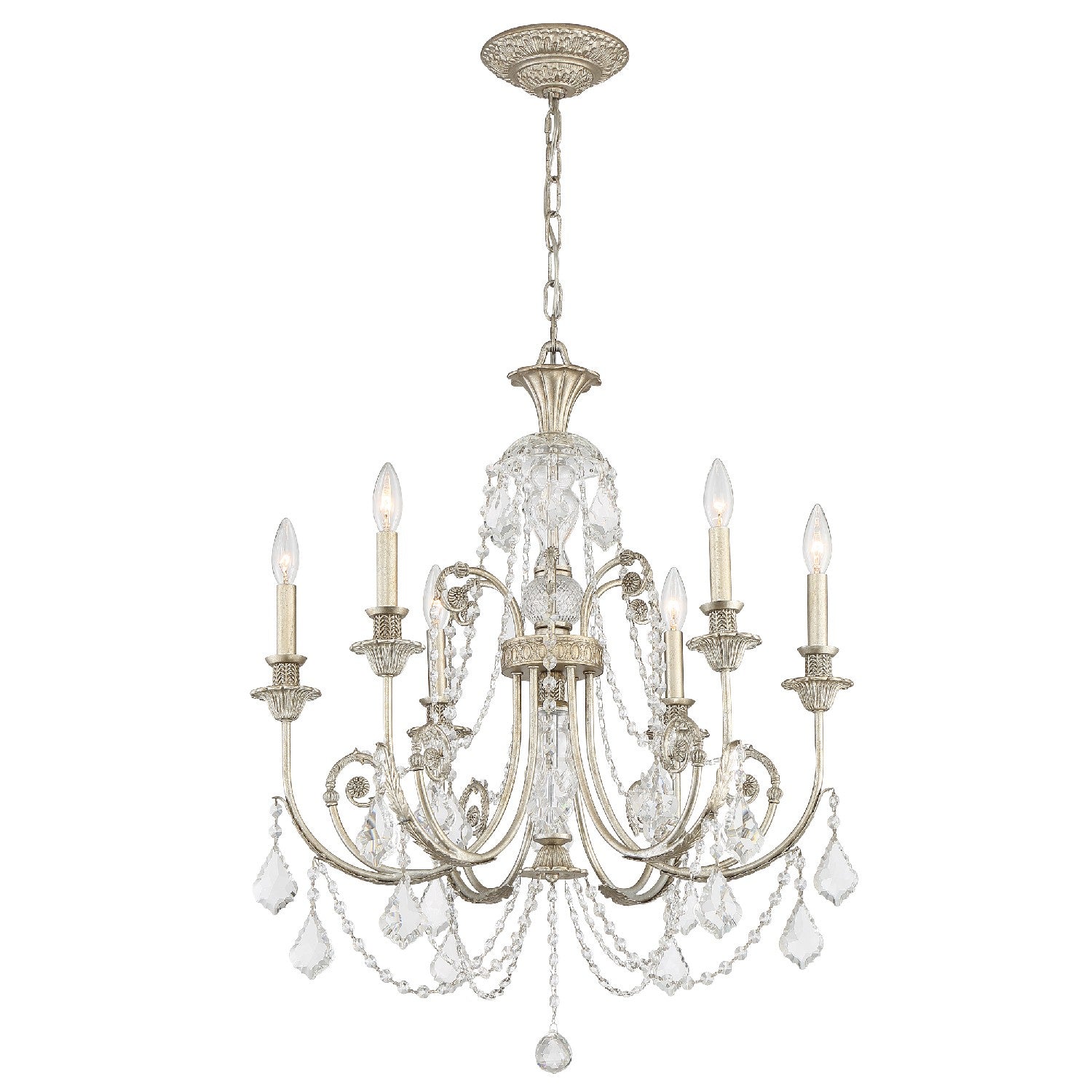 Crystorama - 5116-OS-CL-SAQ - Six lumières Suspendu - Regis - Olde Silver