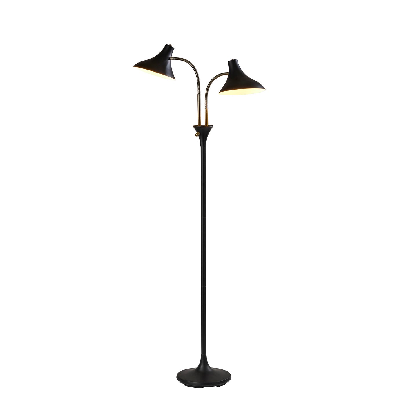 Adesso Home - 3372-01 - Two Light Floor Lamp - Ascot - Black & Antique Brass