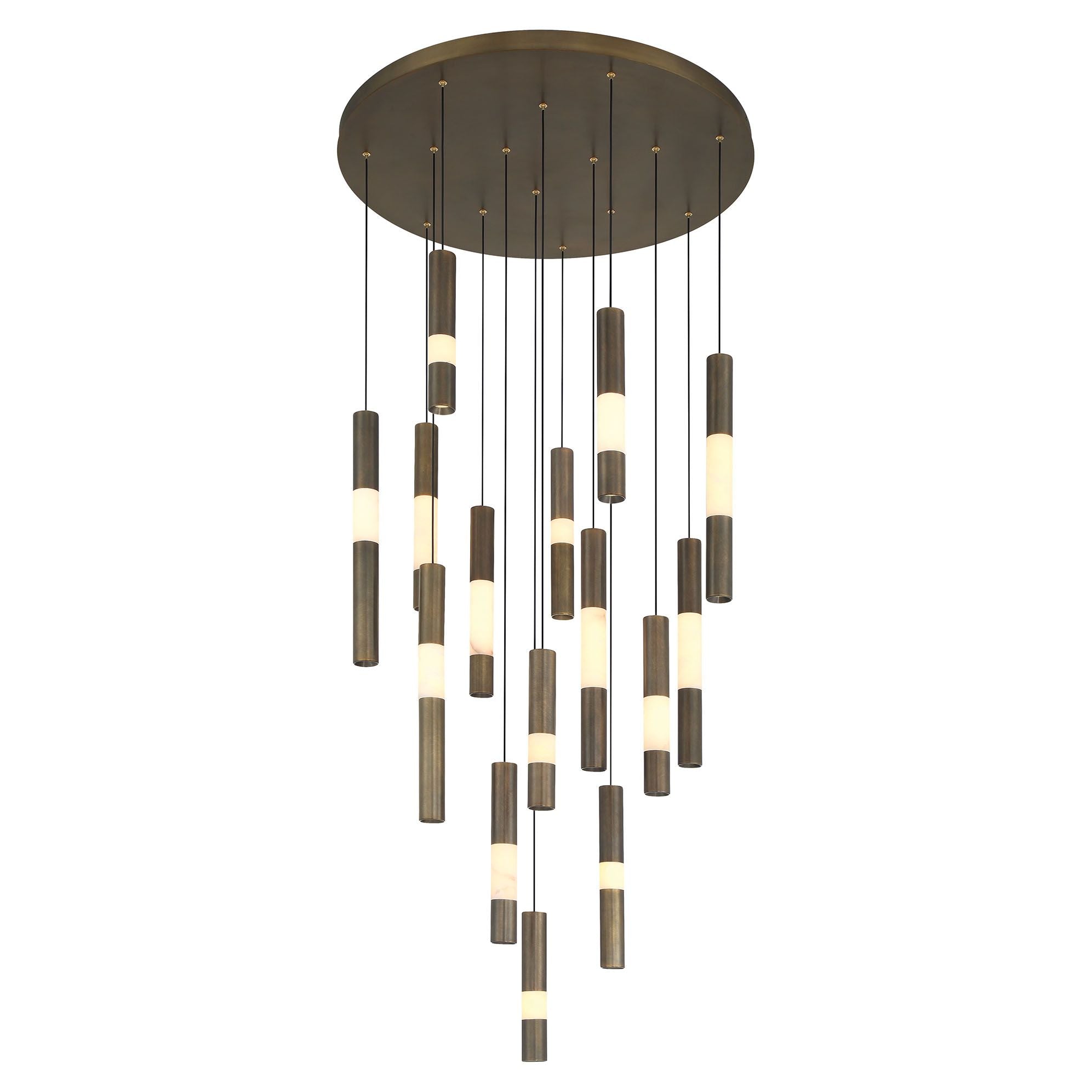 Europhase 50120-017 Ronda LED Suspendu multi-luminaire en laiton vieilli
