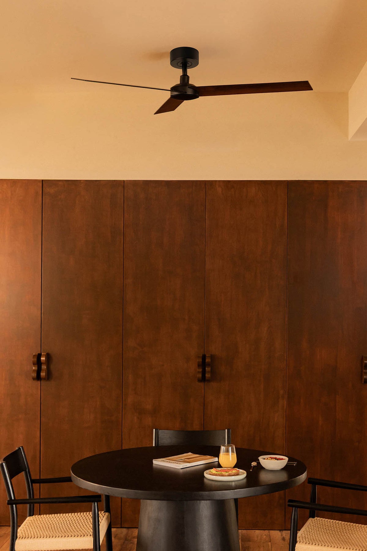 Faro Barcelona 34298-US Rudder Ceiling Fan in Black/Walnut