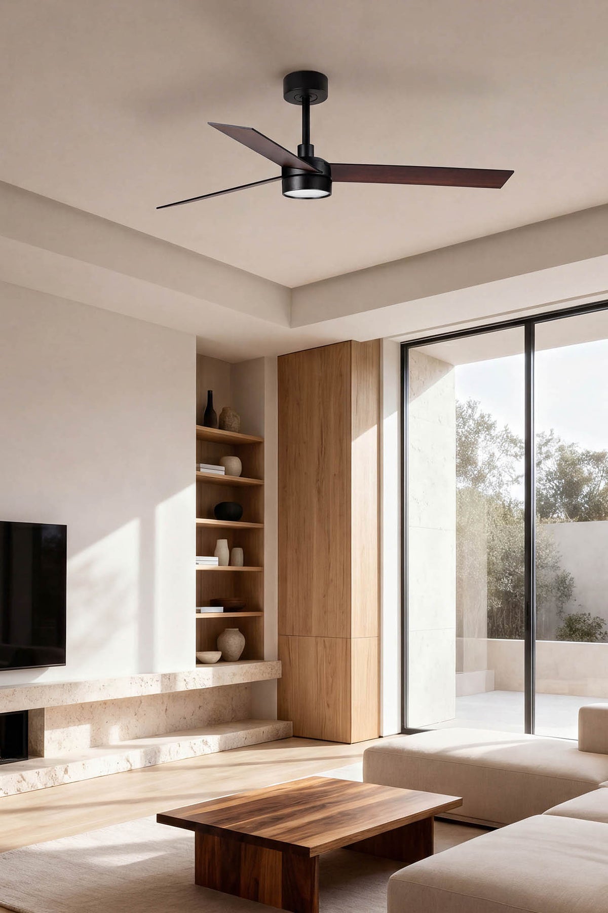 Faro Barcelona 342981T-US Rudder Ceiling Fan in Black/Walnut