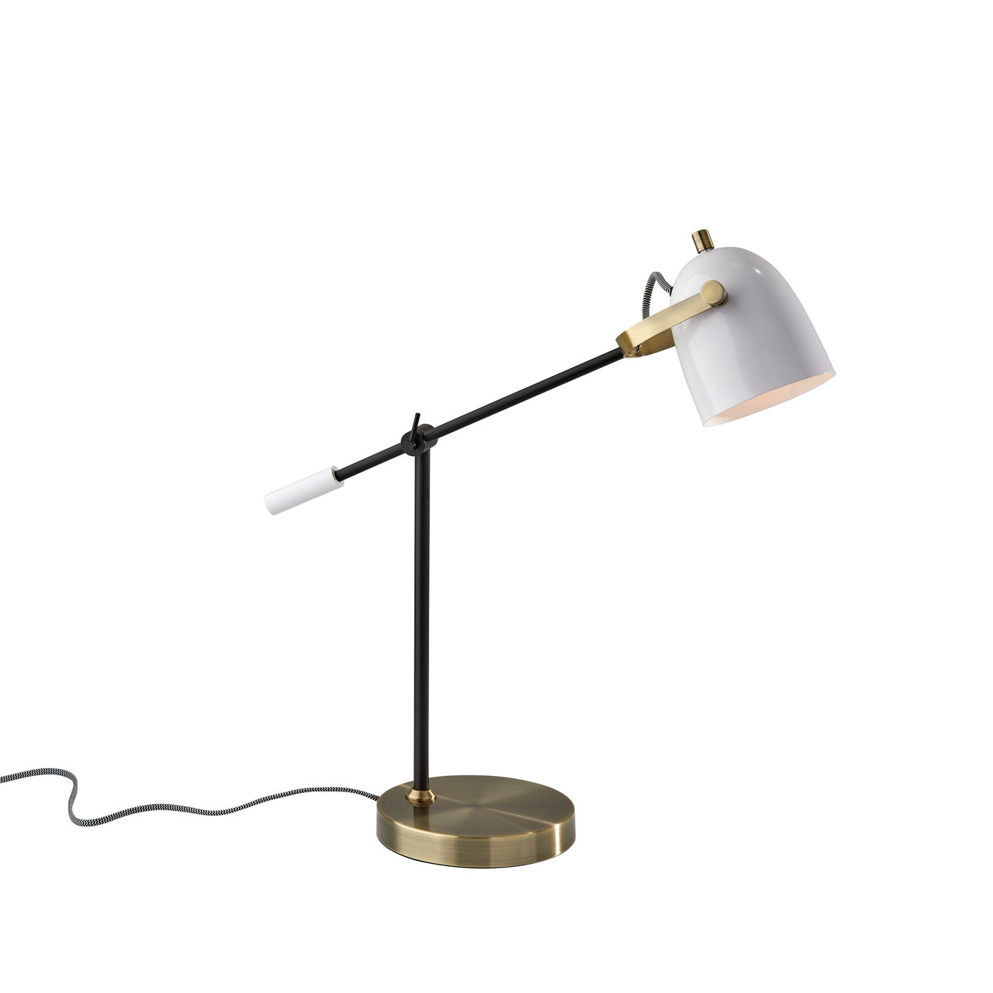 Adesso Home - 3494-21 - Desk Lamp - Casey - Black, White & Antique Brass