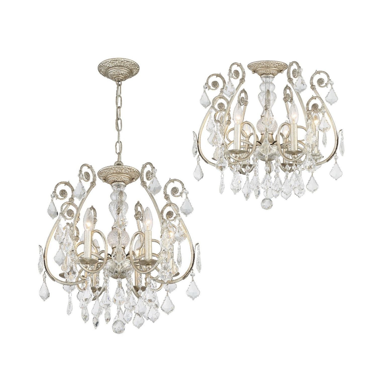 Crystorama - 5115-OS-CL-SAQ - Six lumières Suspendu - Regis - Olde Silver