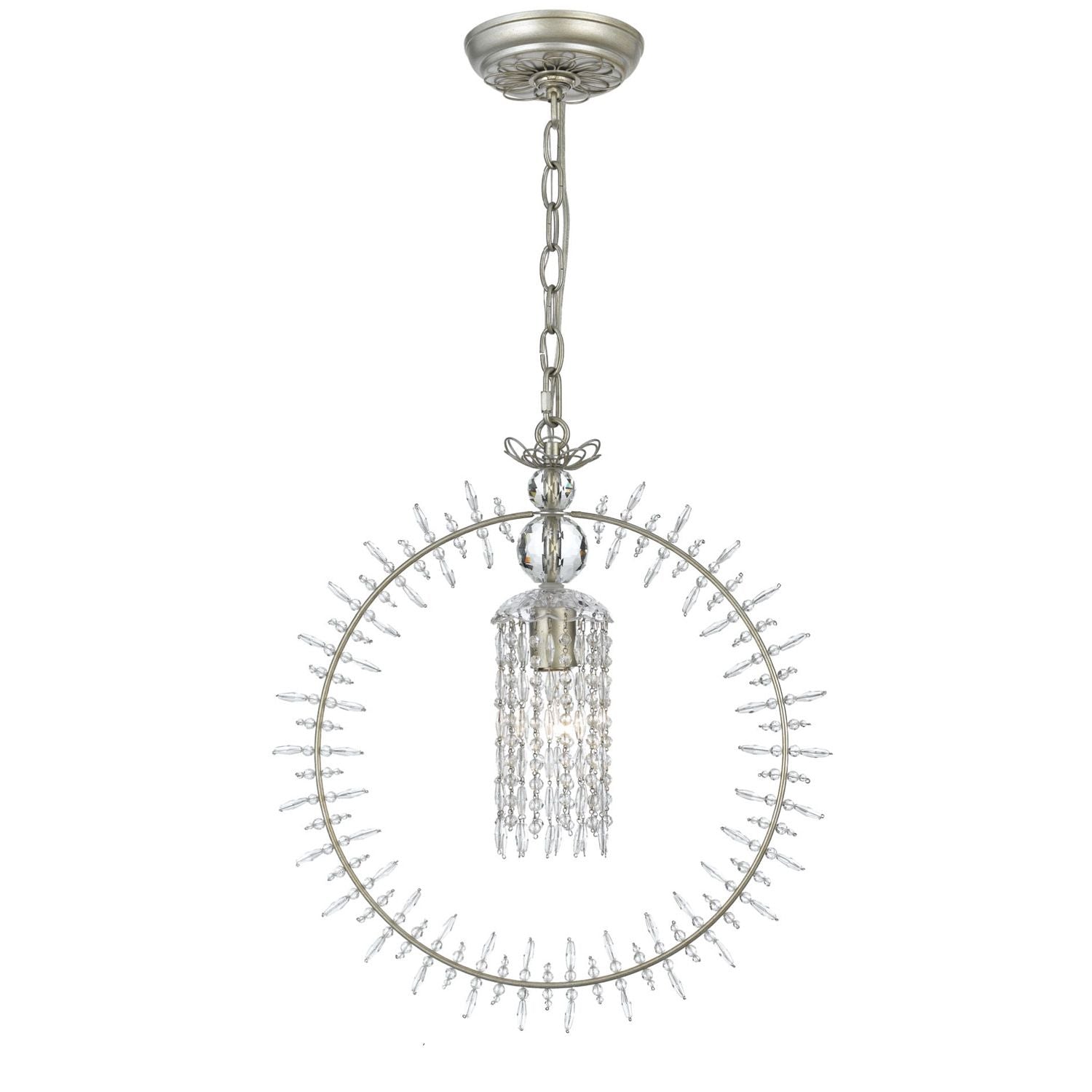 Crystorama - 9820-SL - One Light Mini Suspendus - Grâce - Feuille d'argent