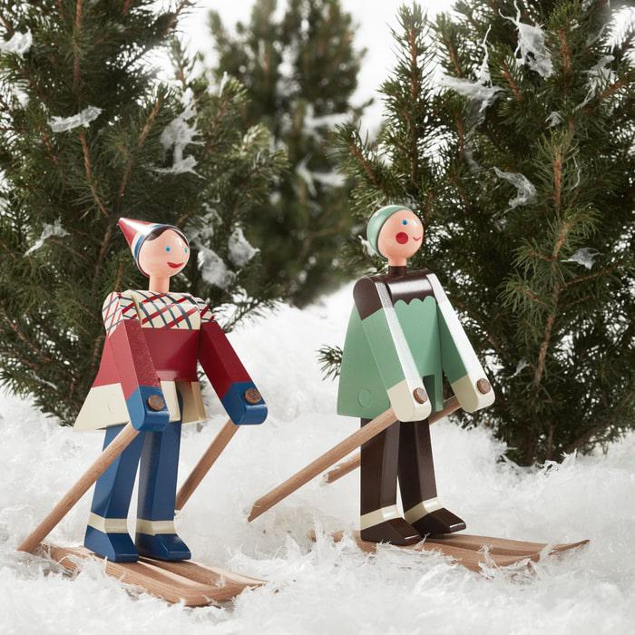 Kay Bojesen 39410 Figurine de Noël en bois skieur multicolore