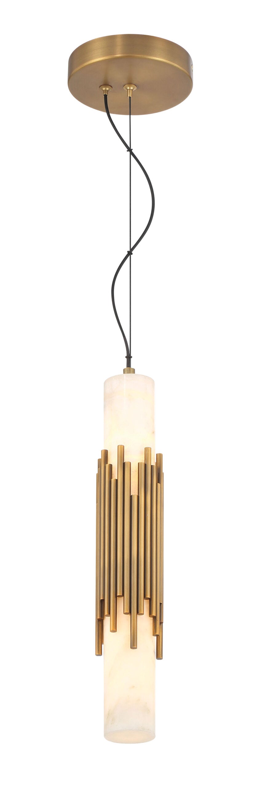 Eurofase 50353-026 Venna Alabaster LED Pendant in Antique Brass