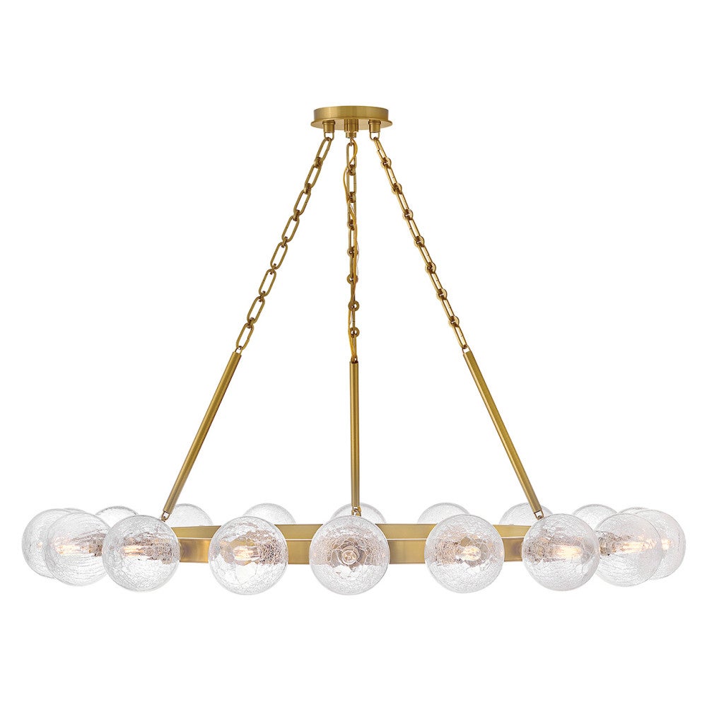 Fredrick Ramond FR30525LCB Coco Crackle Glass Chandelier in Lacquered Brass
