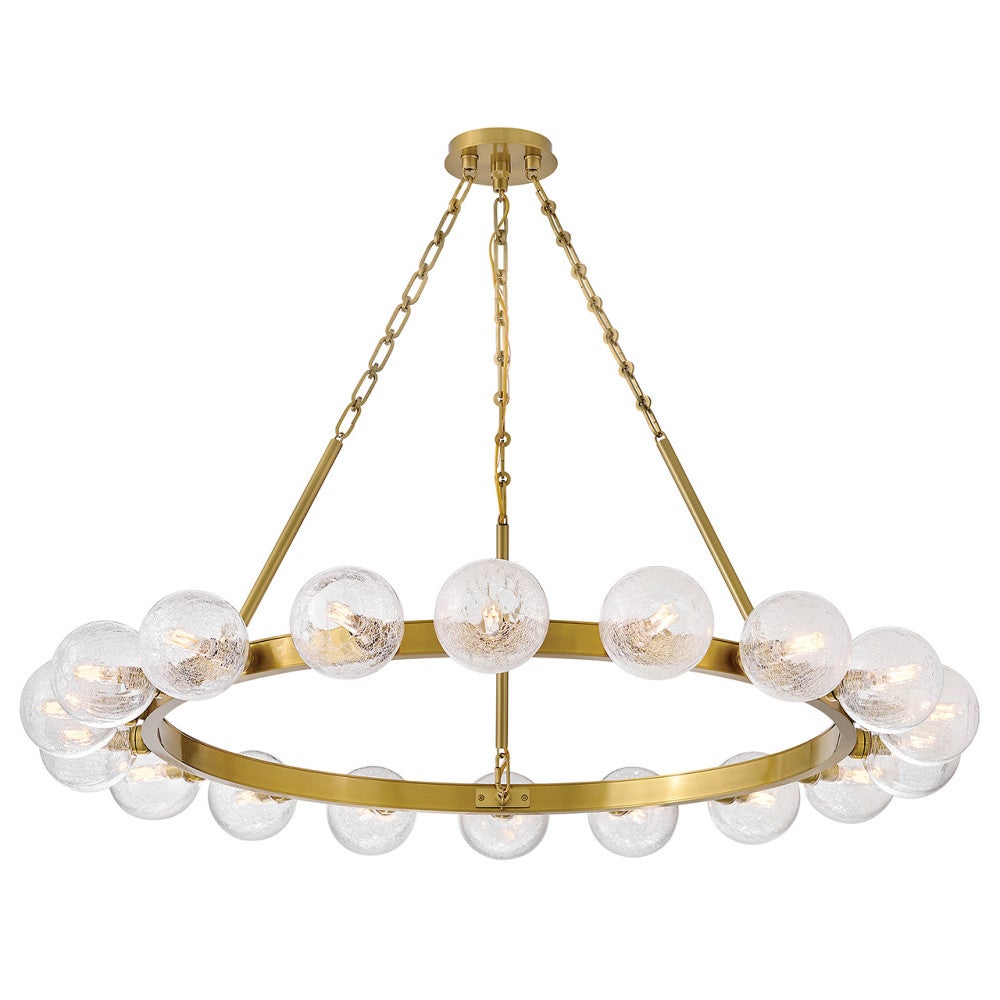 Fredrick Ramond FR30525LCB Coco Crackle Glass Chandelier in Lacquered Brass