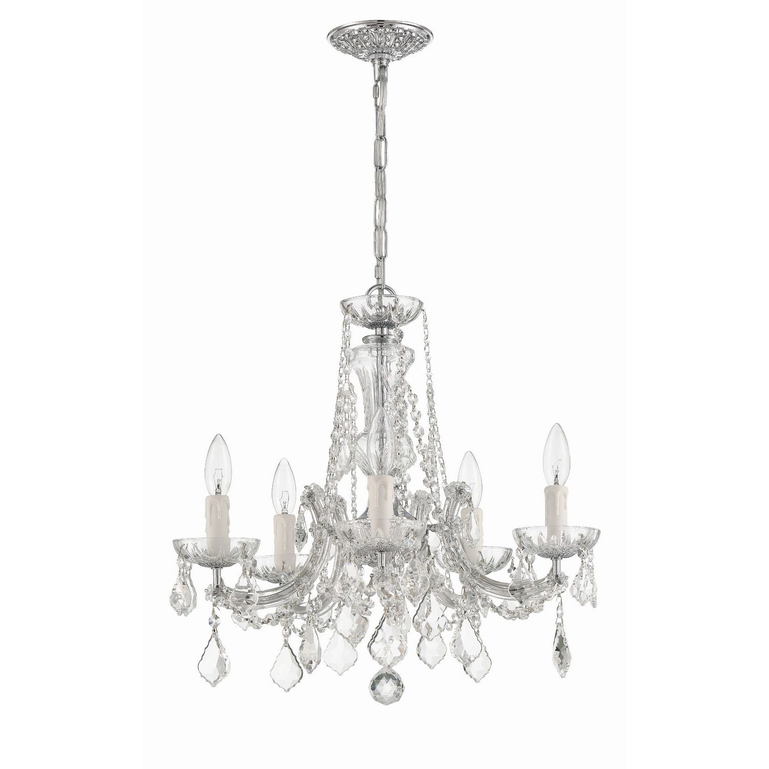 Crystorama - 4476-CH-CL-MWP - Five Light Mini Chandelier - Maria Theresa - Polished Chrome
