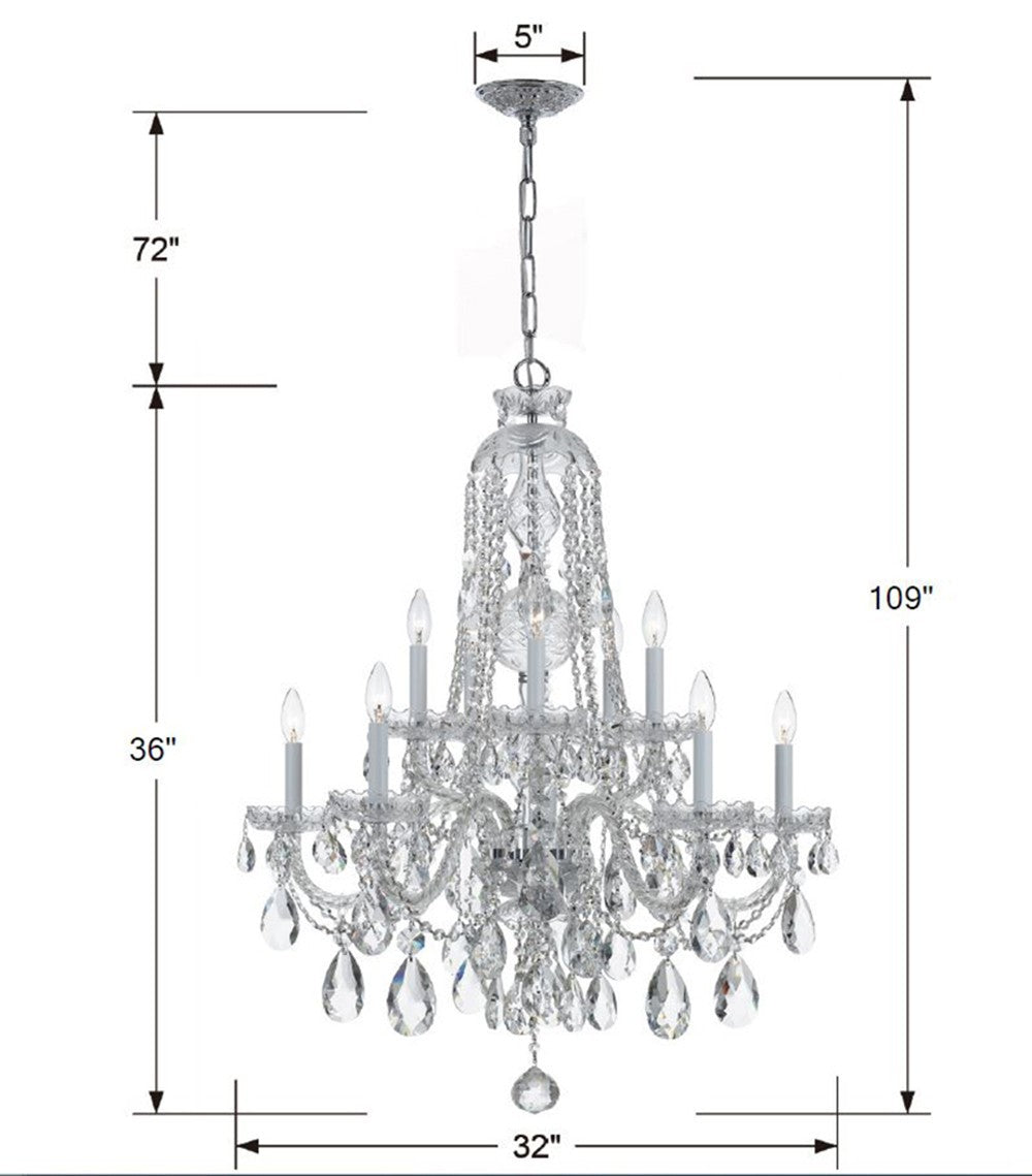 Crystorama - 1110-CH-CL-SAQ - Dix Lumières Suspendu - Cristal traditionnel - Chrome poli
