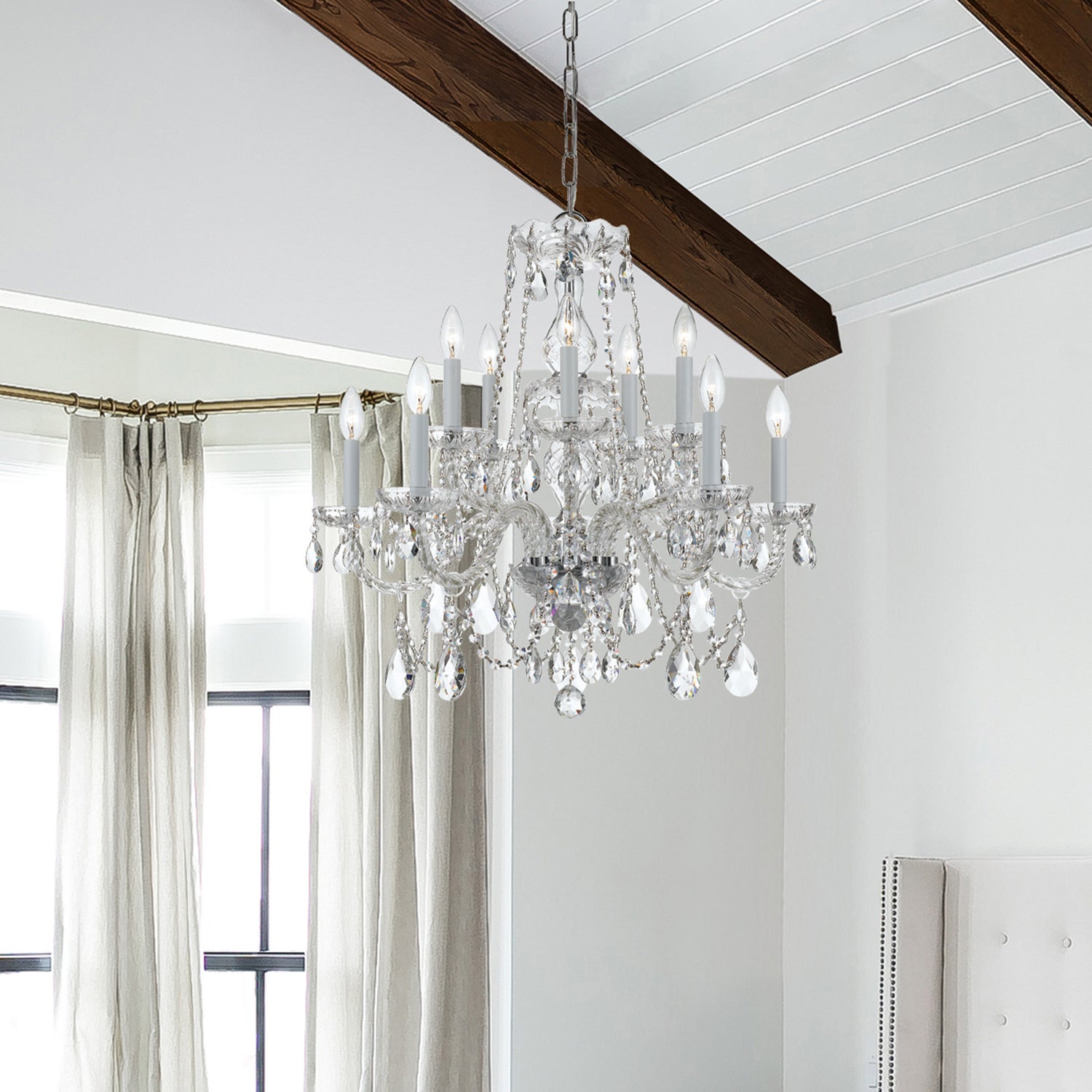 Crystorama - 1130-CH-CL-S - Dix Lumières Suspendu - Cristal traditionnel - Chrome poli