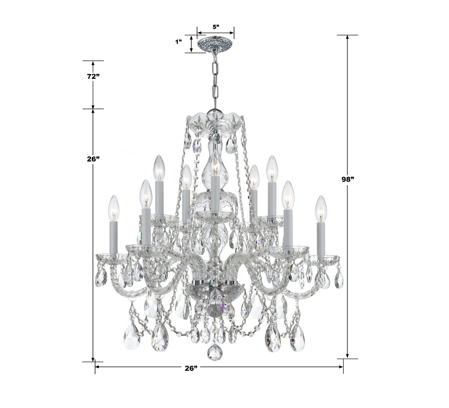 Crystorama - 1130-CH-CL-SAQ - Dix Lumières Suspendu - Cristal traditionnel - Chrome poli